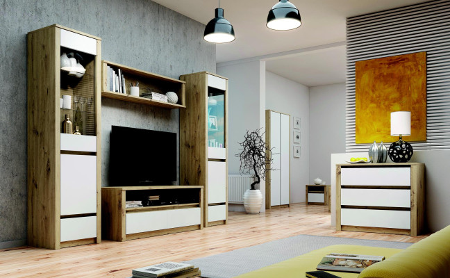 Kledingkast met de hand gemaakt Massief hout Glazen vitrinekast Houten kast Woonkamer