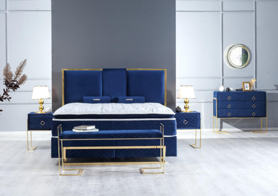 Bed Blauw Metaal Meubel Ontwerp Elegant Slaapkamer Meubels Luxe Modern Nieuw