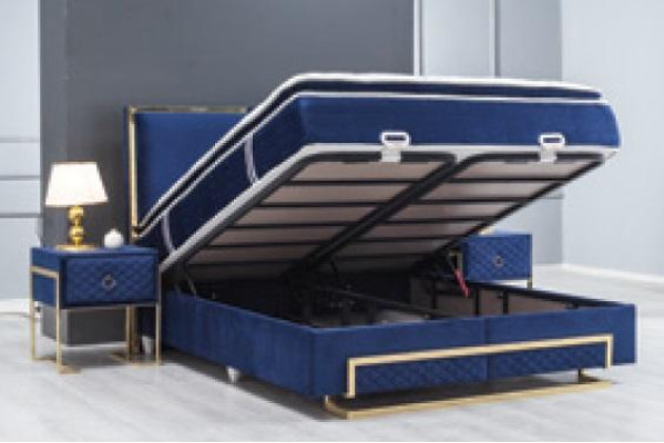 Bed Blauw Metaal Meubel Ontwerp Elegant Slaapkamer Meubels Luxe Modern Nieuw