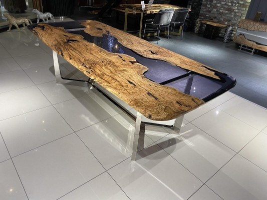 Eettafel Epoxyhars Keukentafel Eetkamertafel Tafel 240 cm Hout Bruin