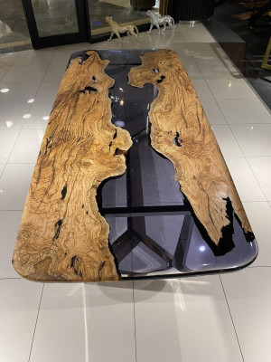 Eettafel Epoxyhars Keukentafel Eetkamertafel Tafel 240 cm Hout Bruin