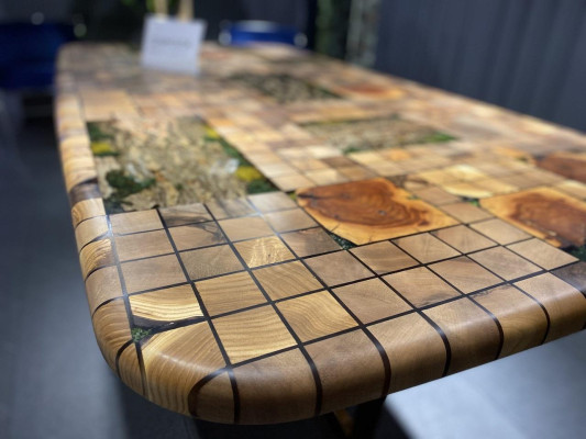Eettafel epoxyhars eettafel mozaïek tafel 90 cm hout bruin nieuw