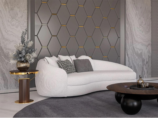 Luxe Wit Driezitsbank Moderne Meubelstof Bank Textiel Designer Inrichting