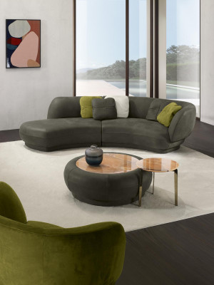 Textiel bankstel 3-zits stoffen leder modern relax zit luxe meubels hoekbank rond