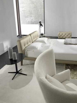 Moderne tweepersoonsbed slaapkamer Beige bed meubels Houten design bedden Prianera