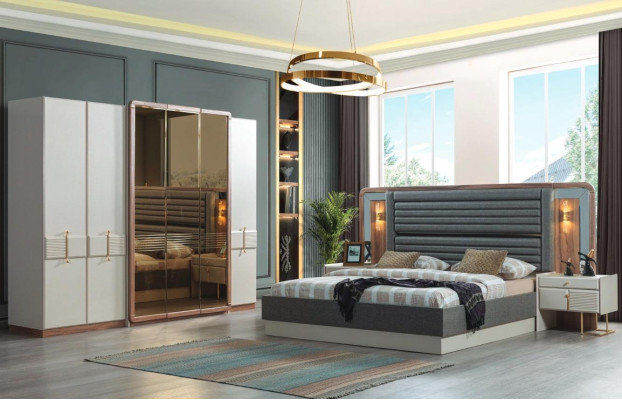 Compleet slaapkamer luxe set bed 2x nachtkastjes modern meubilair 4-delig.
