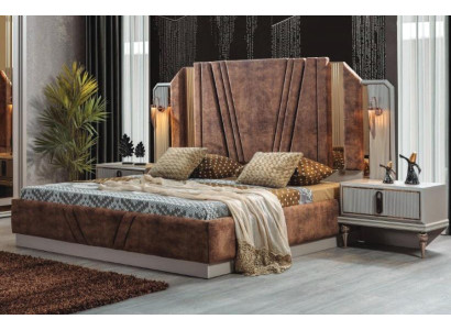 Beige Bedden Luxe 2x nachtkastjes Slaapkamer Designer Meubels 2-delige set