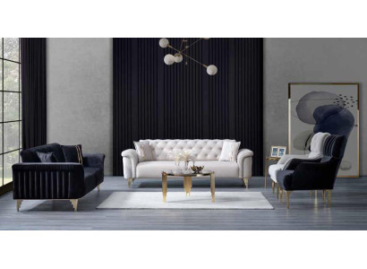 Woonkamer fauteuil Comfortabele eenzitter Gestoffeerde meubels Wit Houten frame  Woonkamer fauteuil Comfortabele eenzitter Gestoffeerde meubels Wit Houten frame