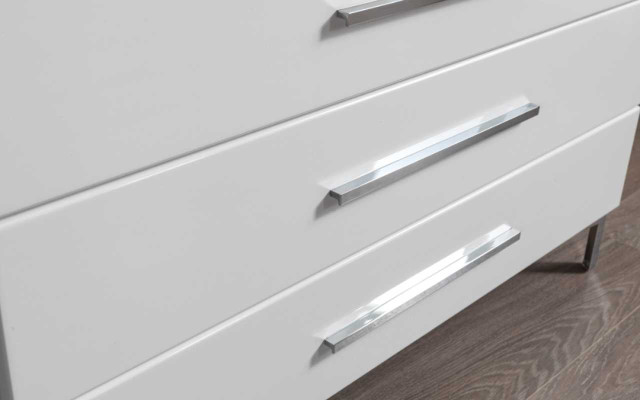 Vierdelige witte slaapkamercommode ontwerper glazen ronde spiegel 2-delige set