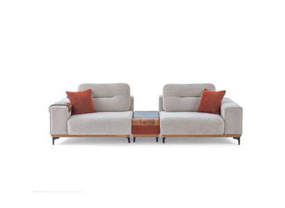 Stijlvolle 3-zitsbank met ingebouwde designtafel voor de woonkamer.