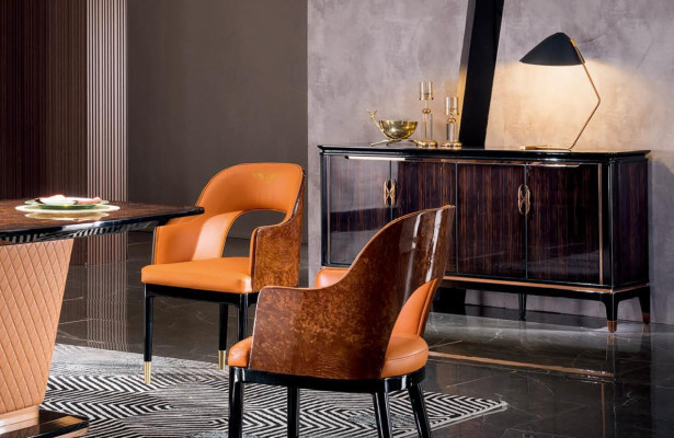 Stoel Koninklijk Gestoffeerd 1-Zits Modern Stijl Stoelen Eenzitter Oranje