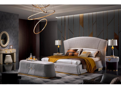 Bed Bedden Tweepersoonsbed Slaapkamer Leer Bekleed Textiel Tweepersoonsbedden