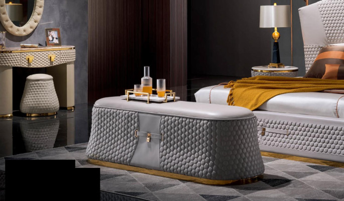 Bed Bedden Tweepersoonsbed Slaapkamer Leer Bekleed Textiel Tweepersoonsbedden