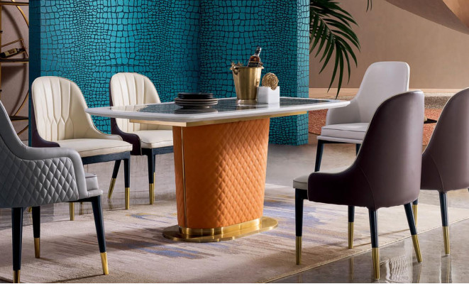 Klassieke luxe houten tafel Moderne stijl Eetmeubels Woonkamer