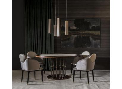 Groep stoelen set textiel stof hout Gestoffeerde eetkamerstoelen 4x stoel