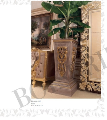 Vazen Bloemenstandaard Vaas Standbeeld Massief Hout Barok Rococo Italiaans Design