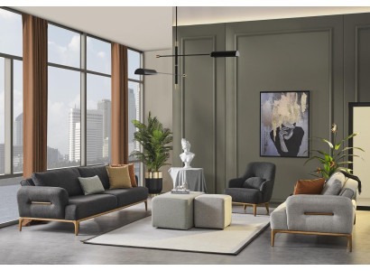 Sofaset 431 Zitplaats 2x Voetenbank Bankstel Set 5-delig Luxe Woonkamer Wonen