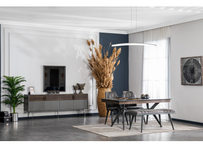 Stel tafel 4x stoelen bankstel set ontwerper hout eetkamer 8-delige set