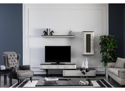 Woonkamer meubelset Ontwerper fauteuil Woonkast Inrichting nieuw wit