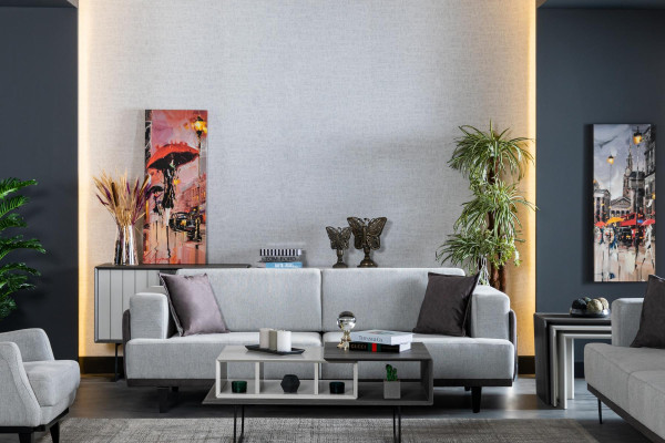 Woonkamer bankstel 3-zits salontafel textiel ontwerp moderne 2-delige meubelset nieuw Woonkamer bankstel 3-zits salontafel textiel ontwerp moderne 2-delige meubelset nieuw