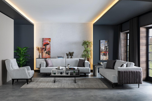 Woonkamer bankstel 3-zits salontafel textiel ontwerp moderne 2-delige meubelset nieuw Woonkamer bankstel 3-zits salontafel textiel ontwerp moderne 2-delige meubelset nieuw