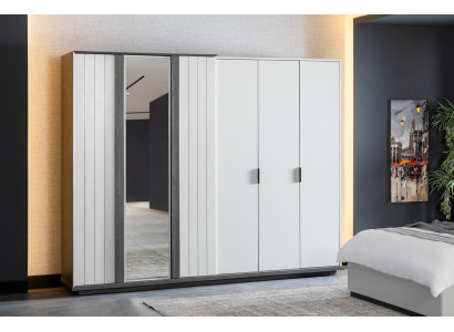 Slaapkamer meubels Houten kledingkast Moderne kast Grijs 260cm Loft
