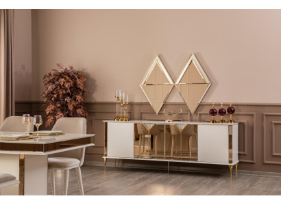 Dressoir met spiegel houten meubels luxe stijl modern 2-delige set commode