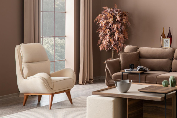Woonkamer fauteuil enkele zits design gestoffeerde meubels, nieuw modern wit.