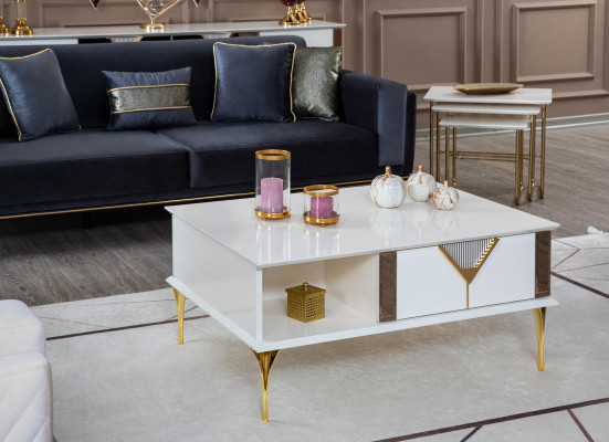 Salontafel Woonkamer Hout Ontwerp Luxe Meubels Nieuw Wit Stijl Modern.
