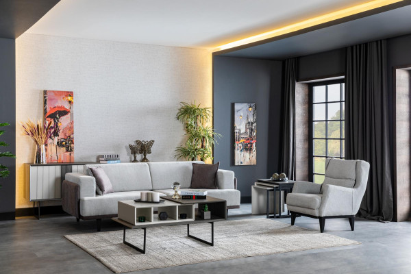 Bijzettafels woonkamer luxe design nieuw modern grijs materiaal hout