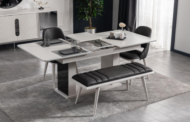 Bank nieuw voor een moderne luxe eetkamer Zwart houten meubilair Nieuw
