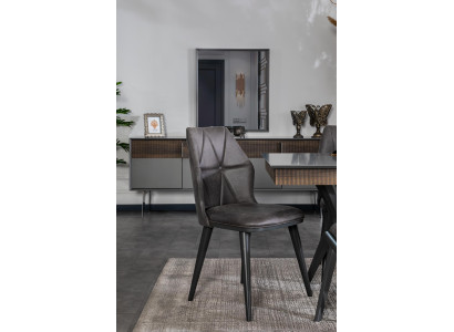 Grijze stoel Ontwerper Eetkamerstoelen Zitstoel Fauteuil Textiel Hout