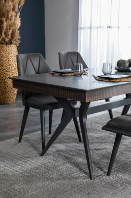 Grijze stoel Ontwerper Eetkamerstoelen Zitstoel Fauteuil Textiel Hout