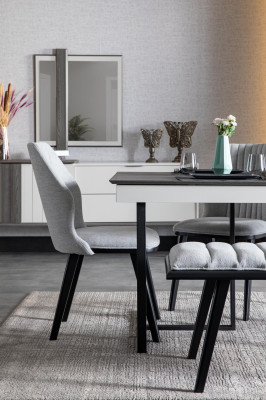 Designer eetkamerstoel Grijze armstoelen Keukenstoelen Stoelen Armstoelen