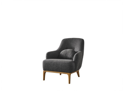 Fauteuil Design Luxe Bekleding Lounge grijs Moderne Woonkamer Hout Textiel
