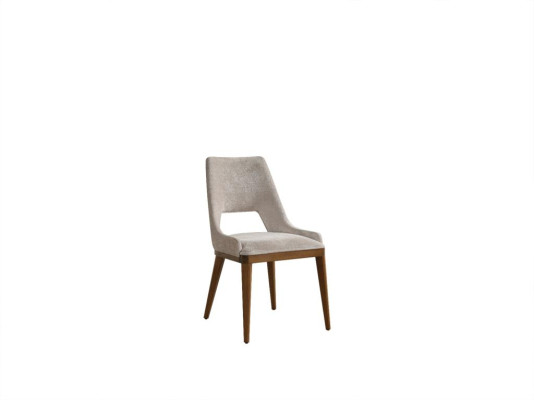 Stoel Eetkamer Modern Hout Luxe Stof Ontwerp Nieuw Bekleding Beige