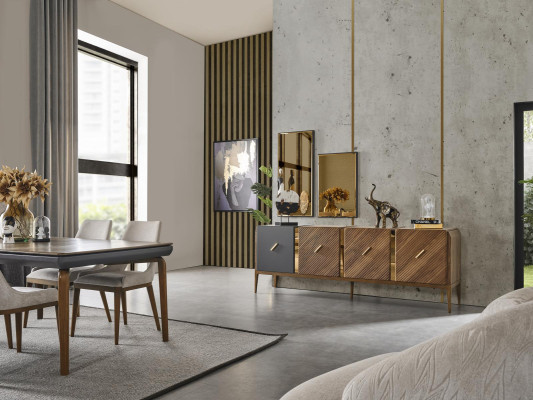 Stoel Eetkamer Modern Hout Luxe Stof Ontwerp Nieuw Bekleding Beige