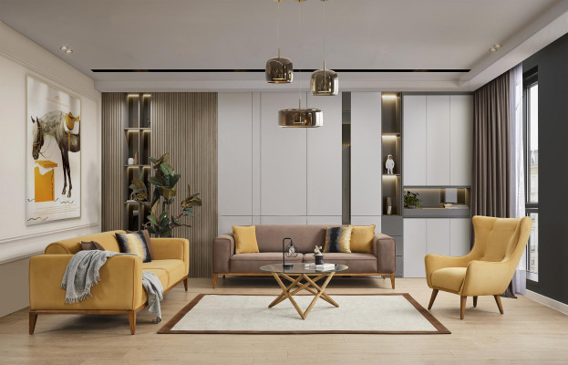 Sofa set 431-zits ontwerp sofa's gestoffeerde banken textiel luxe nieuw