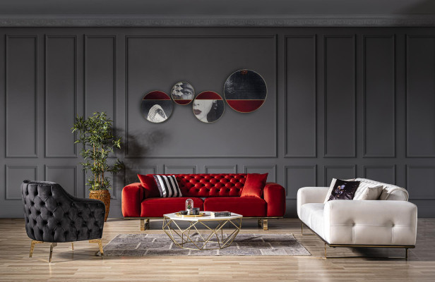 Kleurrijke designer bankstel bank 3+2+1 zits bankstellen Chesterfield.