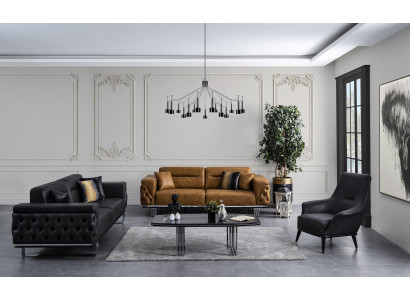 Bankstel 431 zits Zwart Luxe Modern Stoffen Set Groep nieuw