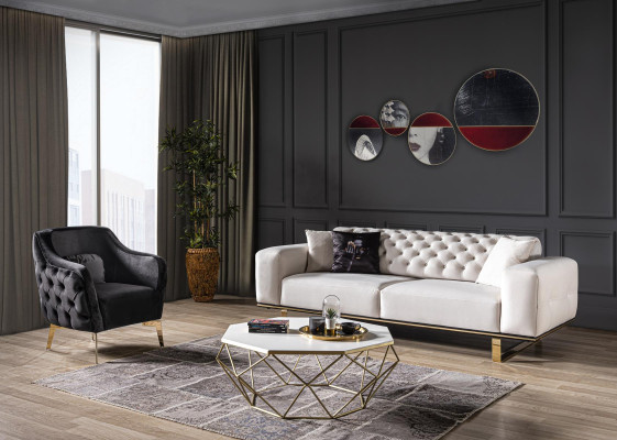 Bankstel Bank 3-zits Stoel Meubels Luxe Ontwerp nieuw witte kleur
