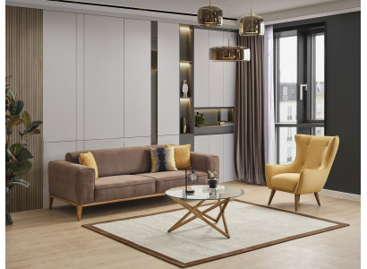 Woonkamerbankstel 3-zits set ontwerp gestoffeerde banken modern