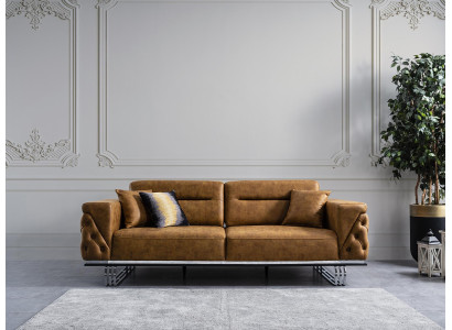 Bank 3-zits woonkamer designmeubels moderne stijl nieuw bruin luxe