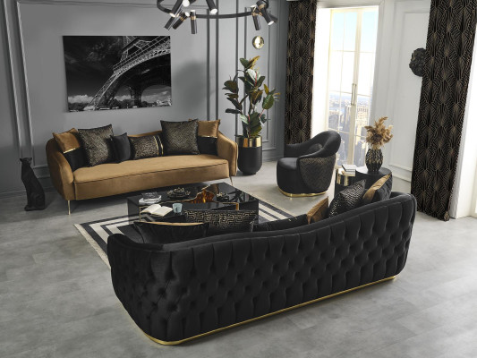 Bankstel 3-zits bruin textiel woonkamer designbank moderne nieuwe luxe
