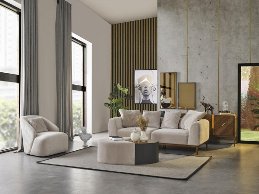 Bankstel 3-zits wit stof Woonkamer Luxe meubels Bank Nieuw Modern