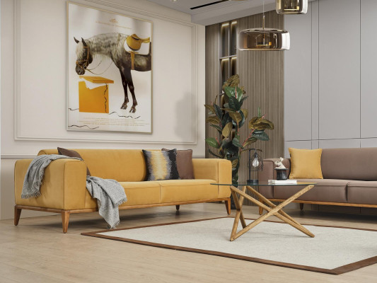 Woonkamerbank 4-zits luxe designbank luxe gestoffeerde bank meubels.