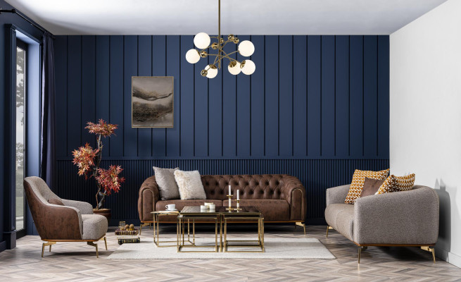 Sofa set 3-zits bank nieuw grijs luxe design 3-delig woonkamer