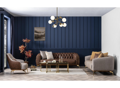 Sofa set 3-zits bank nieuw grijs luxe design 3-delig woonkamer