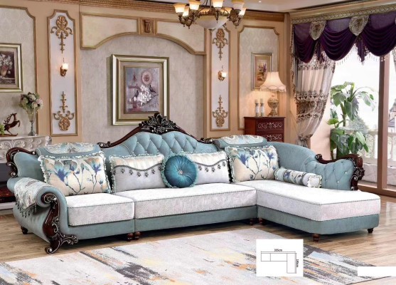 Klassieke textiel bankstel Chesterfield hoekbank hoekkussen bekleding bank
