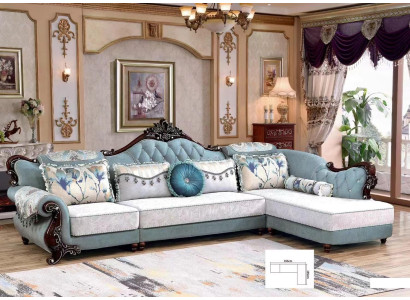 Klassieke textiel bankstel Chesterfield hoekbank hoekkussen bekleding bank